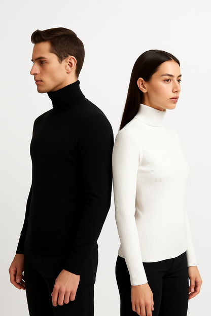 Premium High Neck Full Sleeve Pullover – Black & White Combo