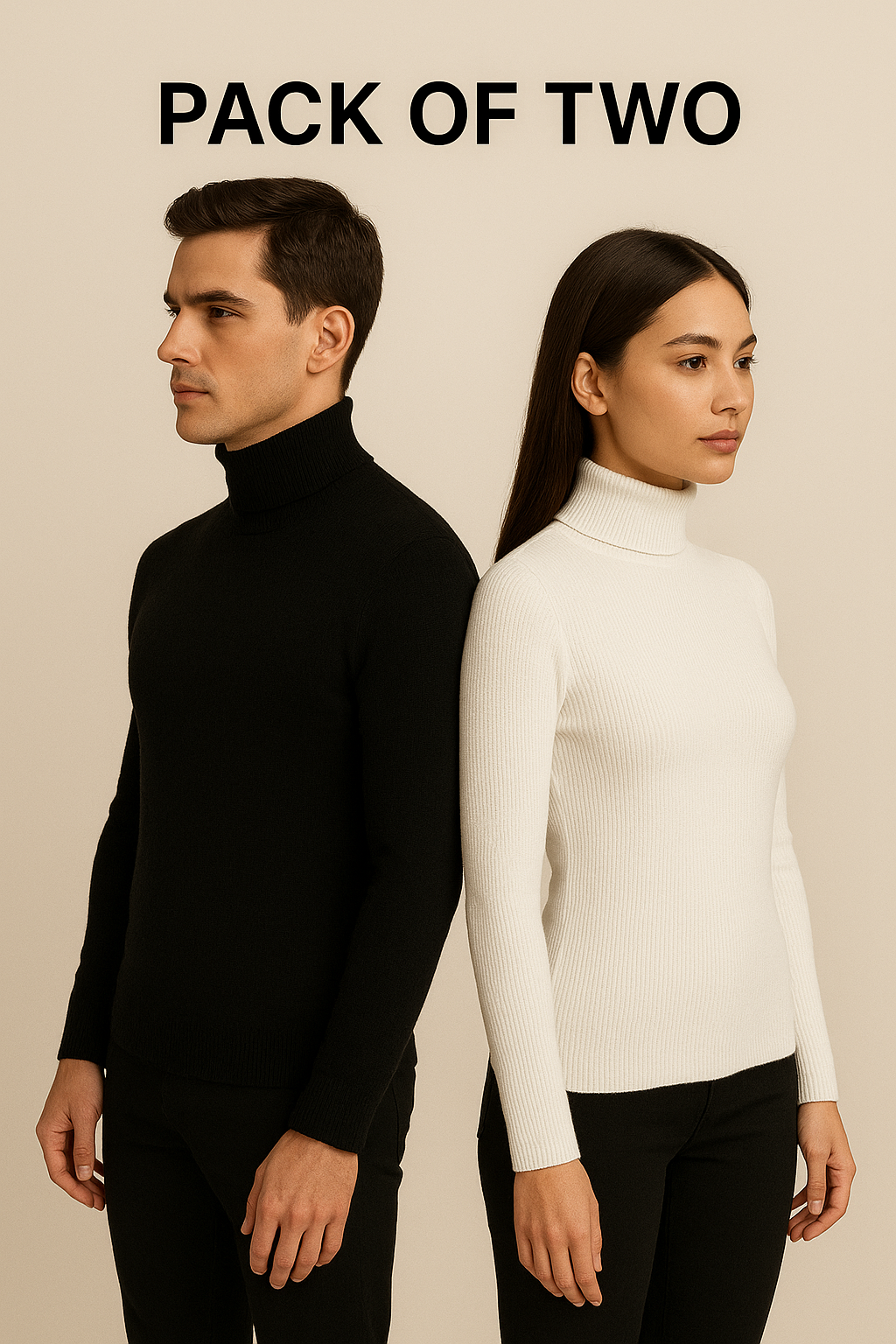 High Neck Black White Combo Full Sleeve Pullover