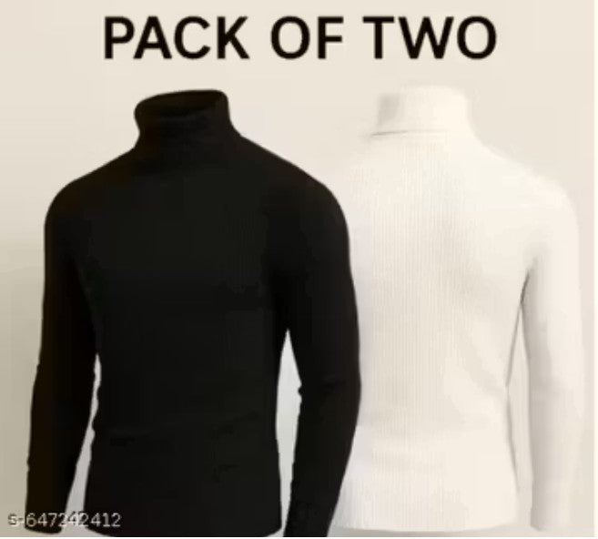 Premium High Neck Full Sleeve Pullover – Black & White Combo