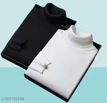 High Neck Black White Combo Full Sleeve Pullover